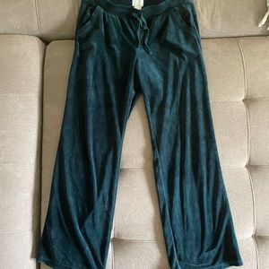 Sunday Anthropologie green velvet pants with drawstring and wide leg